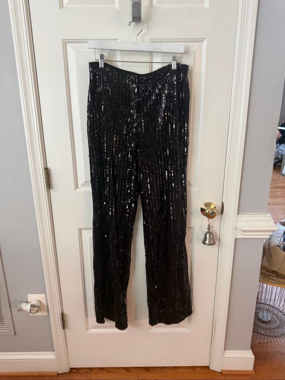 Boohoo Black Sequin Party Pants sz 10 EUC